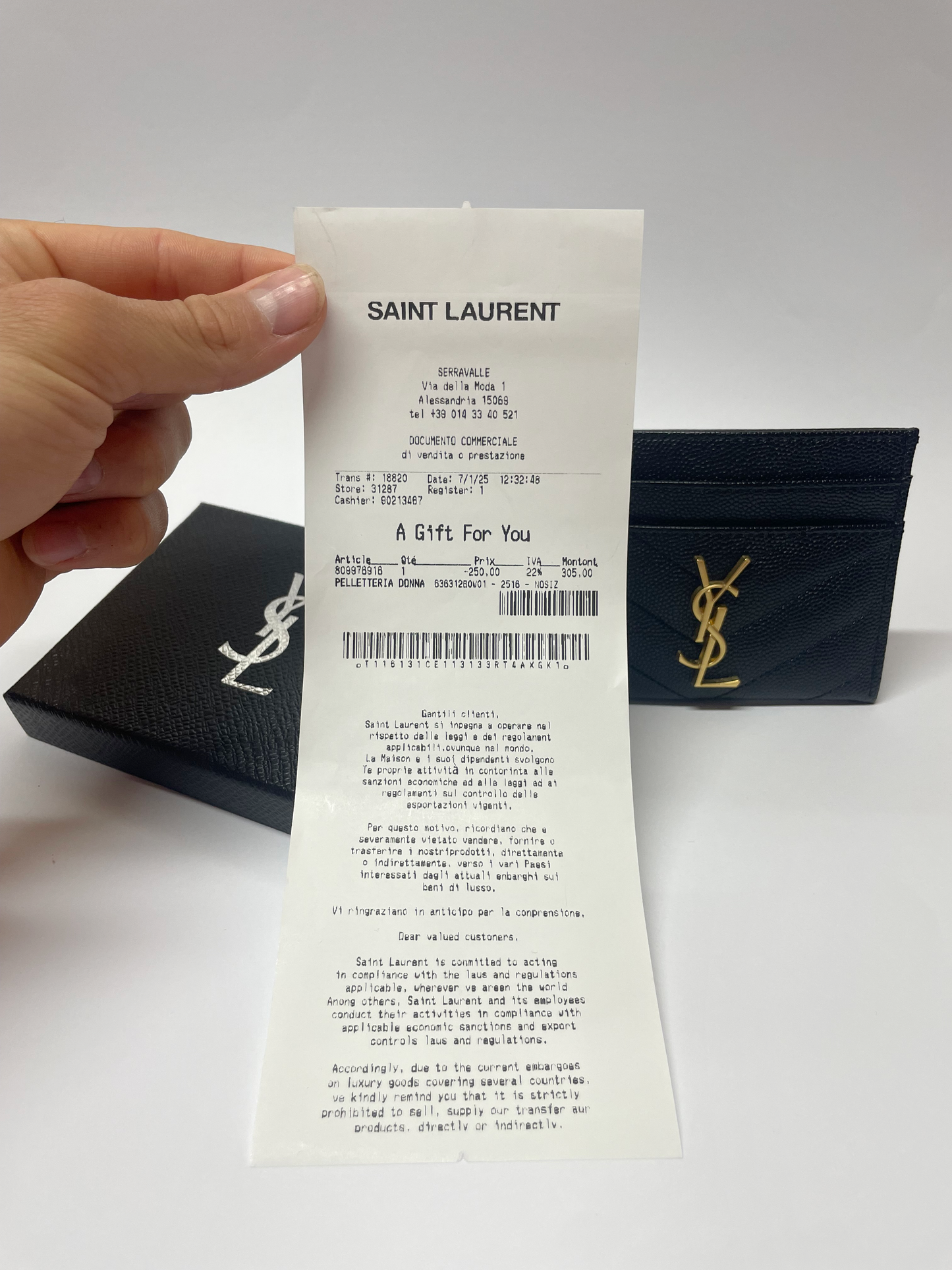 Tarjetero Saint Laurent + Factura (1:1)